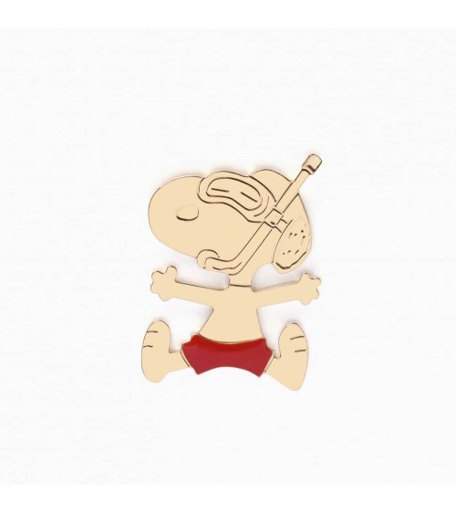 Pin's Snoopy Plongeur - Pin's doré à l'or fin Titlee pins rare métal originaux bijoux suisse