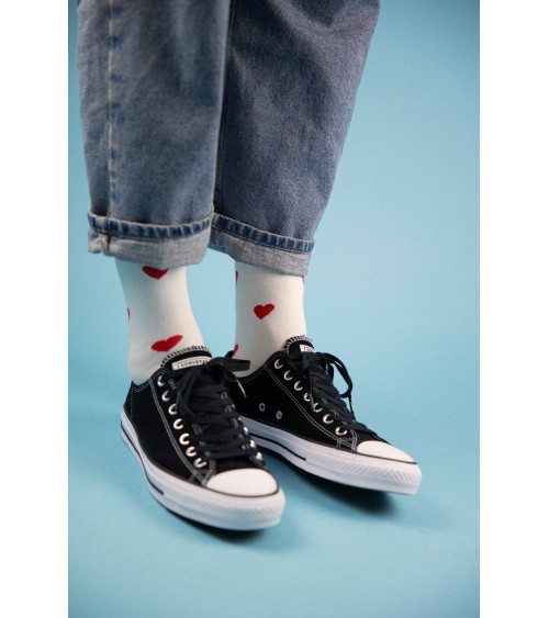 Coeurs - Chaussettes fantaisie en coton bio - Blanc cassé Alfredo Gonzales jolies pour femme originales pour homme chausset r...