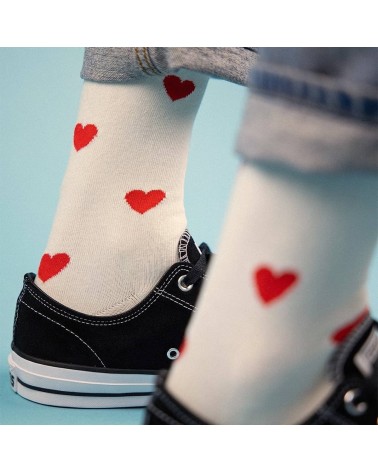 Coeurs - Chaussettes fantaisie en coton bio - Blanc cassé Alfredo Gonzales jolies pour femme originales pour homme chausset r...
