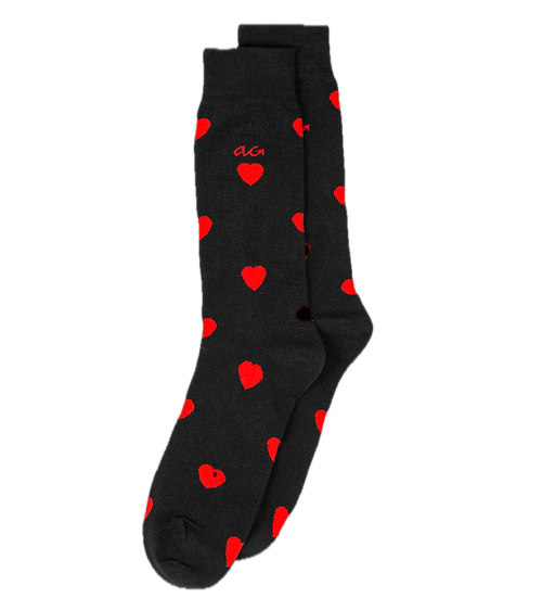 Coeurs - Chaussettes fantaisie en coton bio - Noir Alfredo Gonzales jolies pour femme originales pour homme chausset rigolote...