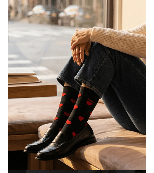 Hearts - Fun Organic Cotton Socks - Black