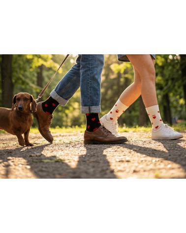 Coeurs - Chaussettes fantaisie en coton bio - Noir Alfredo Gonzales jolies pour femme originales pour homme chausset rigolote...