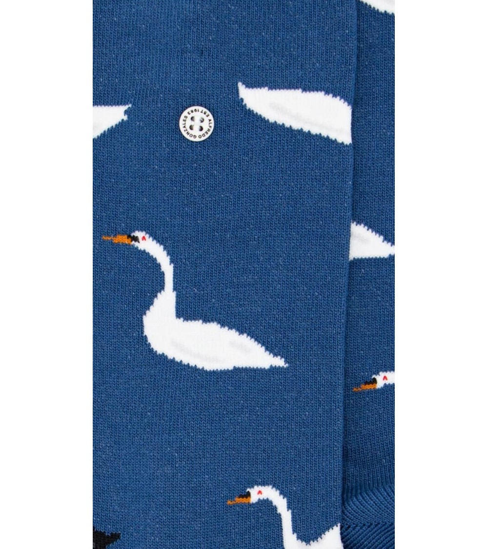 Lac des Cygnes - Chaussettes fantaisie en coton - Bleu Alfredo Gonzales jolies pour femme originales pour homme chausset rigo...