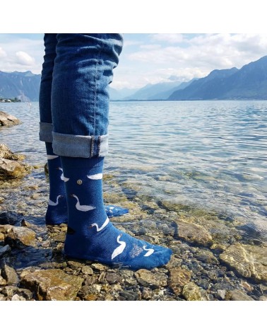 Lac des Cygnes - Chaussettes fantaisie en coton - Bleu Alfredo Gonzales jolies pour femme originales pour homme chausset rigo...