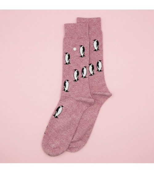 The Penguin - Fun Cotton Socks - Pink Melange