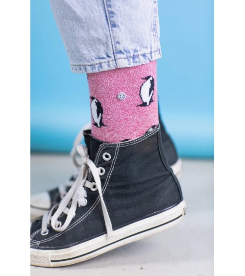 Der Pinguin - Coole Socken aus Baumwolle - Rosa Meliert Alfredo Gonzales socke kuschelsocken für damen lustig herren farbige ...