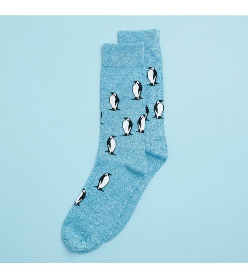 Le Pingouin - Chaussettes fantaisie en coton - Bleu chiné Alfredo Gonzales jolies pour femme originales pour homme chausset r...