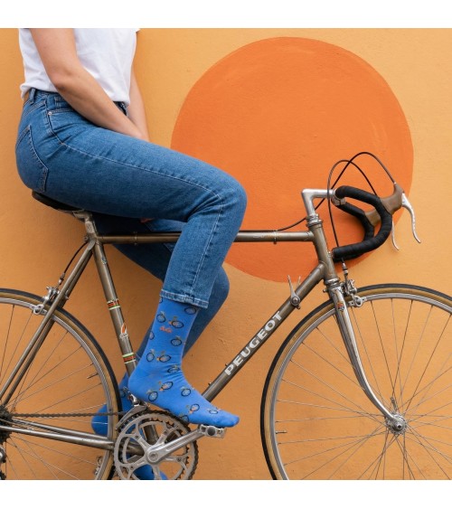 Biciclette - Calze divertenti in cotone - Blu