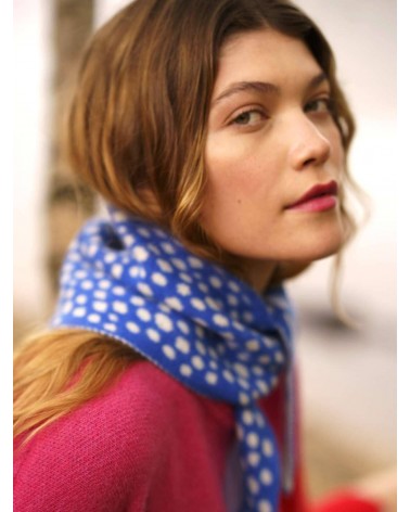 Foulard à pois, écharpe triangle en laine - Spotty Bleu Donna Wilson luxe pour femme homme Suisse Kitatori