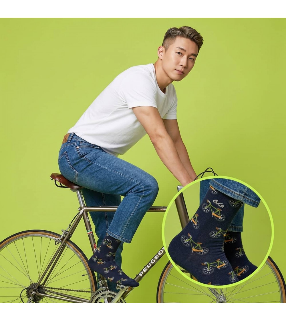 Vélos - Chaussettes en coton bio - Bleu marine Alfredo Gonzales jolies pour femme originales pour homme chausset rigolotes dr...