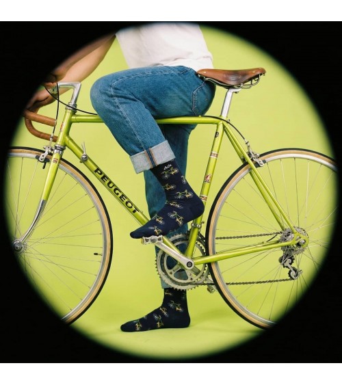 Vélos - Chaussettes en coton bio - Bleu marine Alfredo Gonzales jolies pour femme originales pour homme chausset rigolotes dr...
