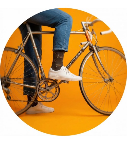 Biciclette - Calze divertenti in cotone - Marrone
