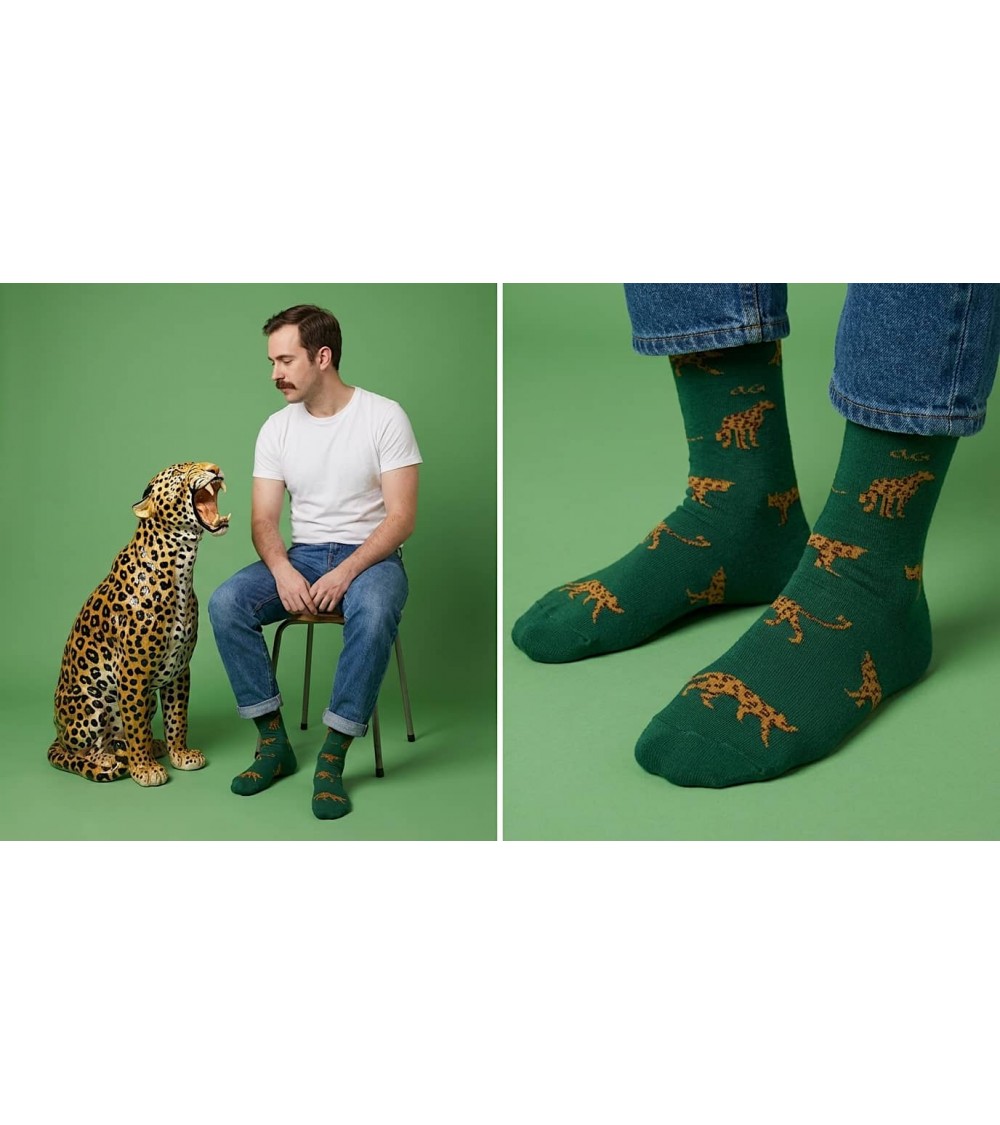 Jaguar - Chaussettes originales en coton - Vert Army Alfredo Gonzales jolies pour femme originales pour homme chausset rigolo...