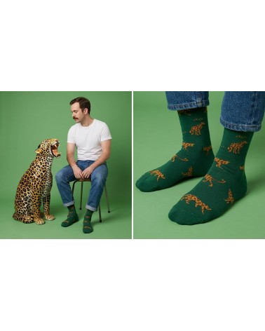 Jaguar - Coole Socken mit Motiv - Armygrün Alfredo Gonzales socke kuschelsocken für damen lustig herren farbige coole socken