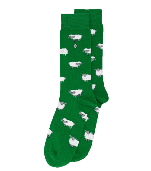 Moutons - Chaussettes fantaisie en coton - Vert Alfredo Gonzales jolies pour femme originales pour homme chausset rigolotes d...