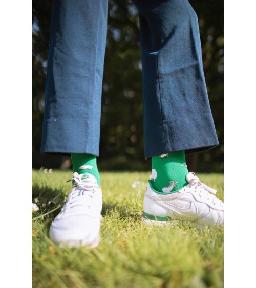 Moutons - Chaussettes fantaisie en coton - Vert Alfredo Gonzales jolies pour femme originales pour homme chausset rigolotes d...