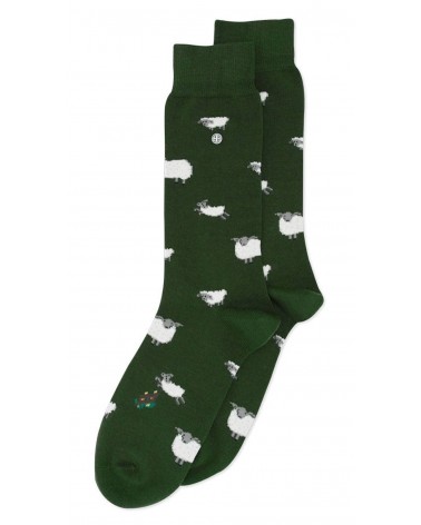Moutons - Chaussettes fantaisie en coton - Vert Army Alfredo Gonzales jolies pour femme originales pour homme chausset rigolo...