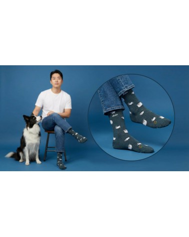 Moutons - Chaussettes en laine mérinos - Bleu Pétrole Alfredo Gonzales jolies pour femme originales pour homme chausset rigol...