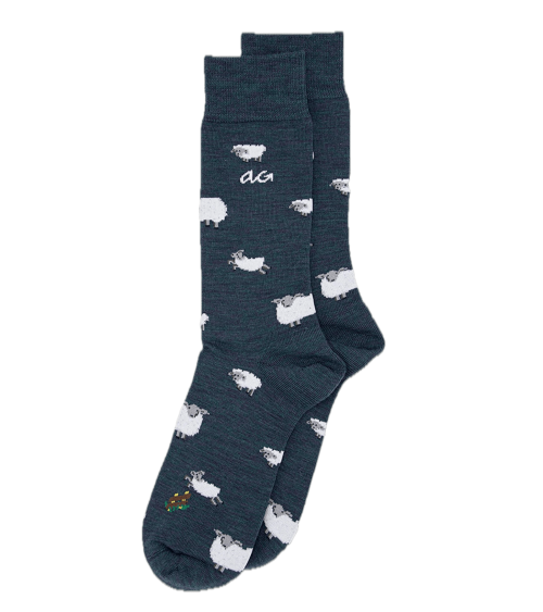 Moutons - Chaussettes en laine mérinos - Bleu Pétrole Alfredo Gonzales jolies pour femme originales pour homme chausset rigol...