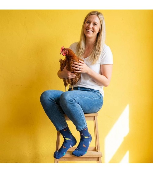 Poules - Chaussettes fantaisie en coton - Bleu marine Alfredo Gonzales jolies pour femme originales pour homme chausset rigol...