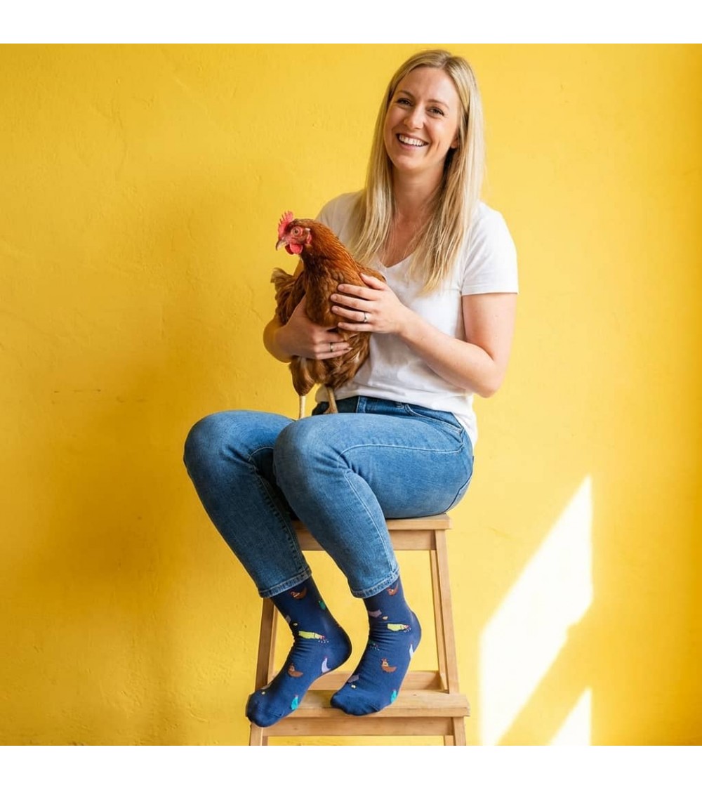 Poules - Chaussettes fantaisie en coton - Bleu marine Alfredo Gonzales jolies pour femme originales pour homme chausset rigol...