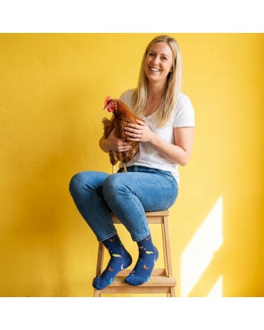 Poules - Chaussettes fantaisie en coton - Bleu marine Alfredo Gonzales jolies pour femme originales pour homme chausset rigol...