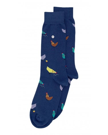 Hühner - Lustige Socken mit Motiv - Marine Blau Alfredo Gonzales socke kuschelsocken für damen lustig herren farbige coole so...