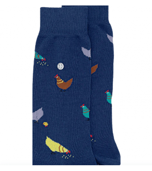 Galline - Calze divertenti in cotone - Blu navy