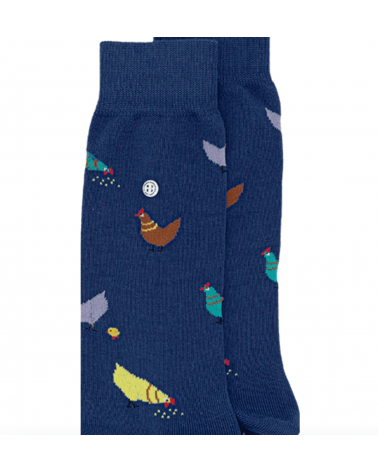 Poules - Chaussettes fantaisie en coton - Bleu marine Alfredo Gonzales jolies pour femme originales pour homme chausset rigol...