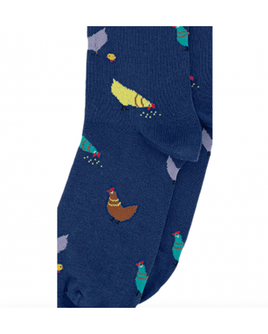 Poules - Chaussettes fantaisie en coton - Bleu marine Alfredo Gonzales jolies pour femme originales pour homme chausset rigol...