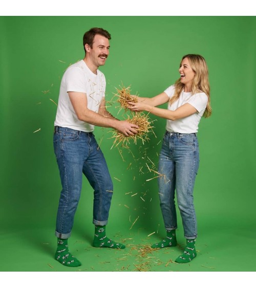 Vaches - Chaussettes fantaisie en coton - Vert Alfredo Gonzales jolies pour femme originales pour homme chausset rigolotes dr...