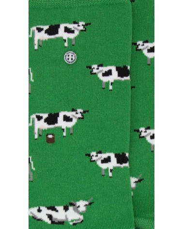Vaches - Chaussettes fantaisie en coton - Vert Alfredo Gonzales jolies pour femme originales pour homme chausset rigolotes dr...