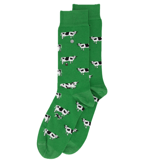 Vaches - Chaussettes fantaisie en coton - Vert Alfredo Gonzales jolies pour femme originales pour homme chausset rigolotes dr...