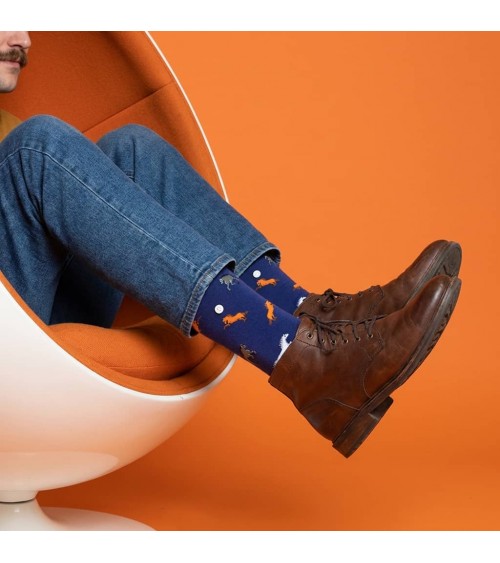 Pferde - Lustige Socken mit Motiv -  Blau