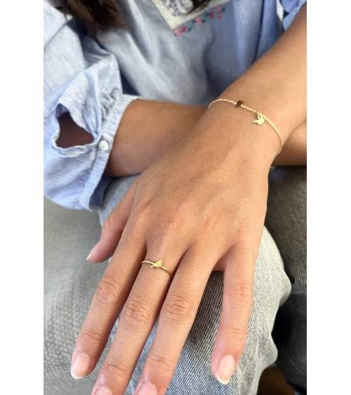 Tit Bird x Barnabé aime le café - Adjustable ring, fine gold plating Adorabili Paris cute fashion design designer for women