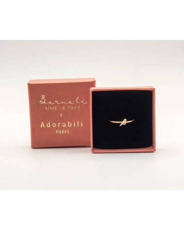 Tit Bird x Barnabé aime le café - Adjustable ring, fine gold plating Adorabili Paris cute fashion design designer for women