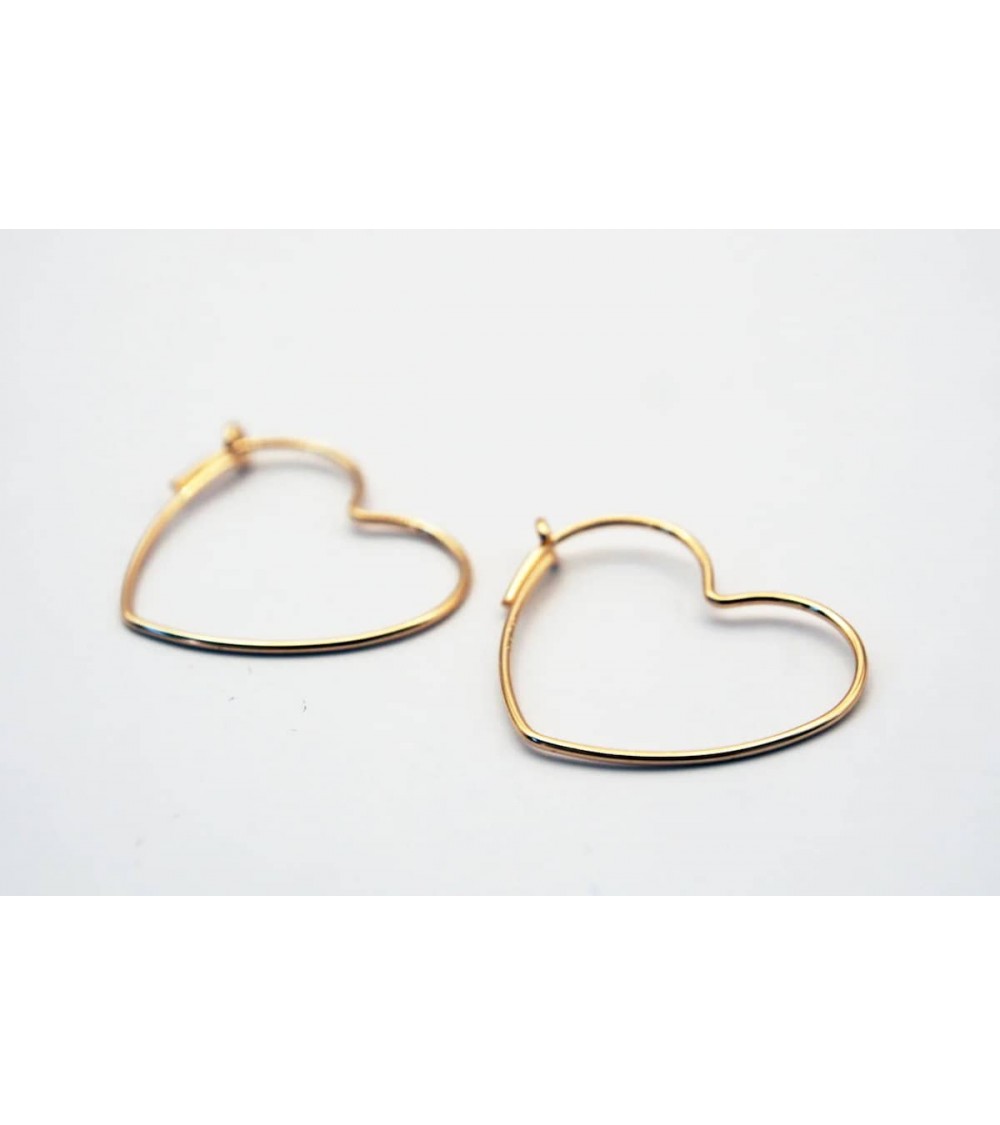 Coeurs - Boucles d'oreilles créoles dorées à l'or fin Adorabili Paris fantaisie original femme suisse