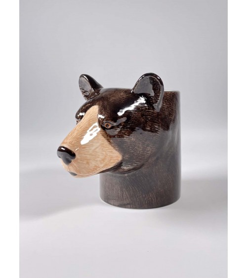 Black Bear - Animal Pencil pot & Flower pot Quail Ceramics pretty pen pot holder cutlery toothbrush makeup brush