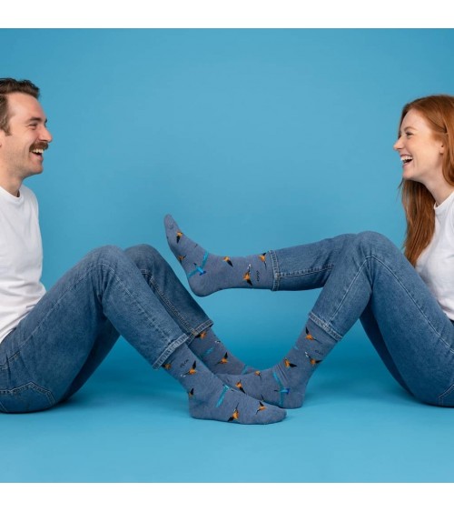 Eisvogel- Lustige Socken mit Motiv - Blau meliert Alfredo Gonzales socke kuschelsocken für damen lustig herren farbige coole ...