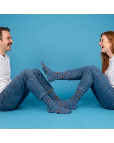 Eisvogel- Lustige Socken mit Motiv - Blau meliert Alfredo Gonzales socke kuschelsocken für damen lustig herren farbige coole ...