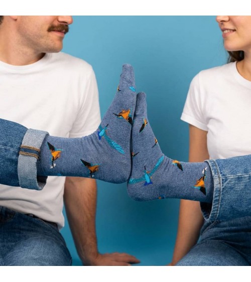 Eisvogel- Lustige Socken mit Motiv - Blau meliert Alfredo Gonzales socke kuschelsocken für damen lustig herren farbige coole ...