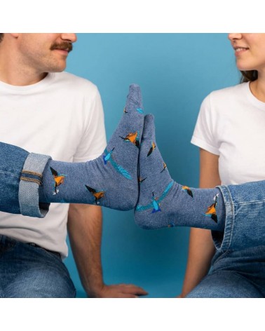 Eisvogel- Lustige Socken mit Motiv - Blau meliert Alfredo Gonzales socke kuschelsocken für damen lustig herren farbige coole ...