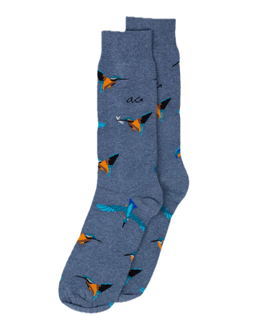 Eisvogel- Lustige Socken mit Motiv - Blau meliert Alfredo Gonzales socke kuschelsocken für damen lustig herren farbige coole ...
