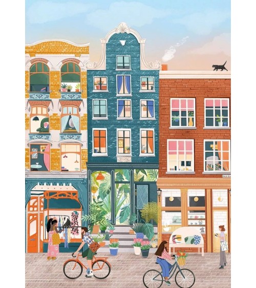 Neuf Rues, Amsterdam - Puzzle 500 pièces Pieces & Peace jeu de puzzle design original moderne cool