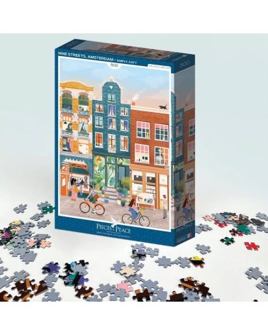 Neuf Rues, Amsterdam - Puzzle 500 pièces Pieces & Peace jeu de puzzle design original moderne cool