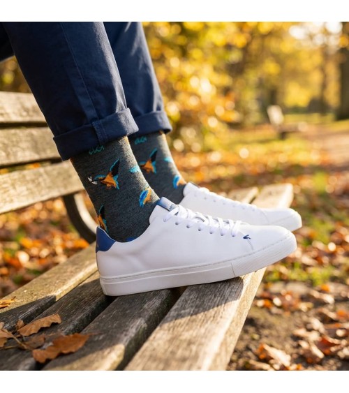Martin-pêcheur - Chaussettes en laine mérinos - Bleu Pétrol Alfredo Gonzales jolies pour femme originales pour homme chausset...