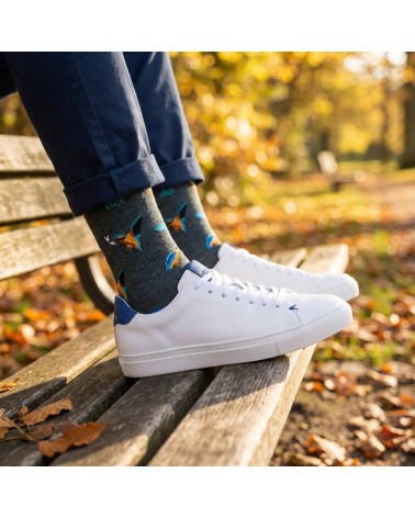 Martin-pêcheur - Chaussettes en laine mérinos - Bleu Pétrol Alfredo Gonzales jolies pour femme originales pour homme chausset...