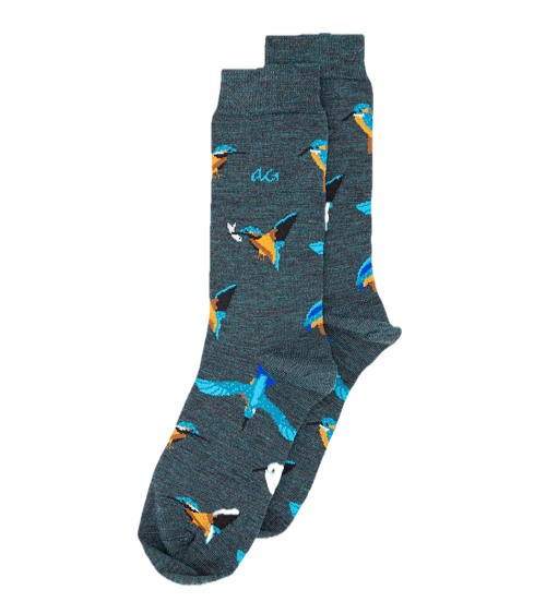 Martin-pêcheur - Chaussettes en laine mérinos - Bleu Pétrol Alfredo Gonzales jolies pour femme originales pour homme chausset...