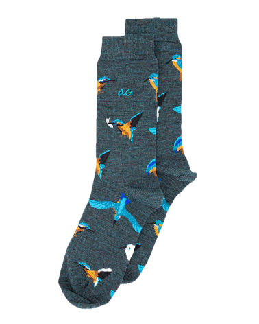 Martin-pêcheur - Chaussettes en laine mérinos - Bleu Pétrol Alfredo Gonzales jolies pour femme originales pour homme chausset...