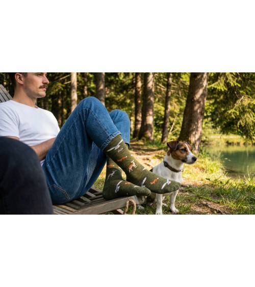Forest Animals - Merino Wool Socks - Army Green